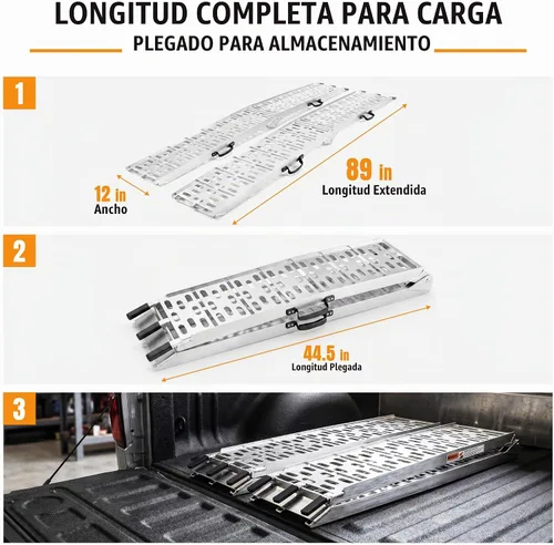 Vista 3 de Rampas de carga para camionetas, rampas ATV de aluminio de 7.5