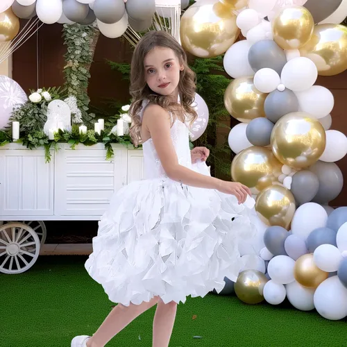 Vista 7 de Tutu Dress for Girls Princess Prom Dresses Sparkly Sequin Tulle Party Dress for Girls Easter Birthday Party Outfit