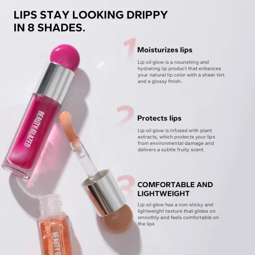 Vista 6 de Beauty Glazed Variedad de colores - Aceite de labios no pegajoso, ultra hidratante y nutritivo, acabado brillante suave, aceite de brillo labial