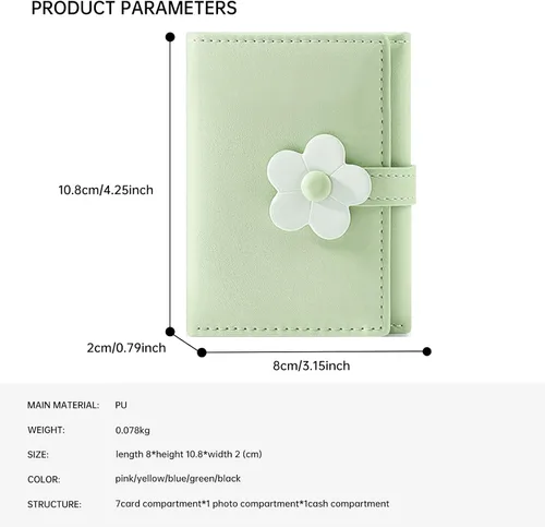 Vista 4 de LJCZKA Bonita cartera pequeña para niñas y mujeres, bloqueo RFID, piel sintética, tres plegadas, bolsillo para efectivo con tarjetero y billetera