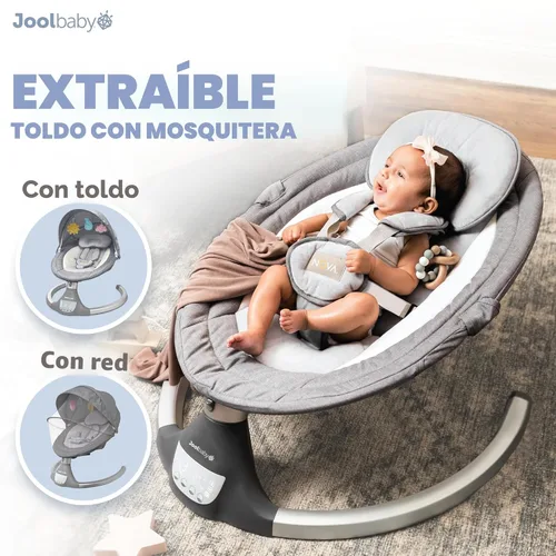Vista 5 de Jool Baby Nova Swing para recién nacidos, columpio eléctrico motorizado para bebés, música Bluetooth, 10 melodías preestablecidas, control remoto