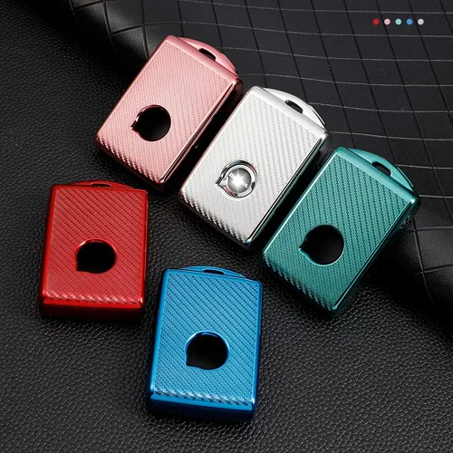 Vista 6 de Funda para llavero de automóvil con textura de fibra de carbono de TPU con llavero que se adapta a Volvo XC90, XC60, XC40, S60, S90, V90, V60