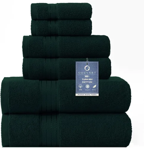 Vista 59 de COZYART - Juego de 6 toallas de baño de algodón turco, color azul claro, suaves, altamente absorbentes y duraderas, 19.17 oz/yd², incluye 2 toallas