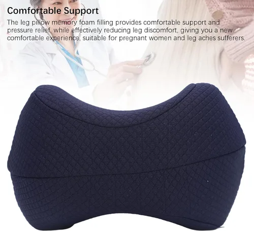 Vista 4 de Between Legs - Almohada lateral de espuma viscoelástica para la rodilla, funda extraíble, lavable, para dormir, para embarazo, ciática (azul marino)