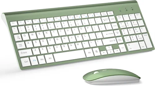 Vista 14 de Combo de teclado y mouse inalámbrico ultradelgado, TopMate 2.4G, mouse USB compacto silencioso de 2400DPI y teclado con interruptor de tijera