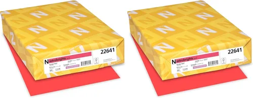 Vista 7 de Papel de color brillante Neenah Astrobrights®, Tamaño Carta, 24 lb, Certificado FSC, Rojo Cohete, Resma de 500 hojas