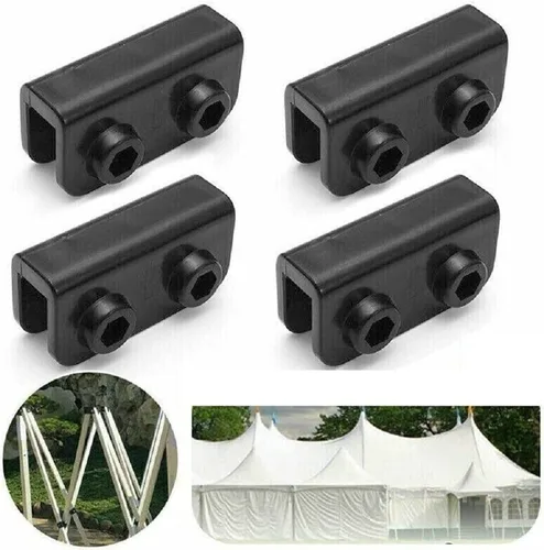 Vista 6 de 4 unids 2 vías pop-up gazebo reemplazo conector piezas de repuesto rectangular soporte conjunto negro