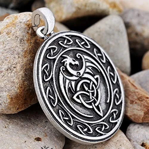 Vista 3 de Collar con colgante de constelación de dragón celta Capricornus y nudo celta 35mm pendant size Metal