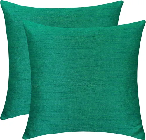Vista 7 de The White Petals Funda Euro verde claro (juego de 2 fundas, seda cruda sintética, verde claro, 26 x 26 pulgadas)
