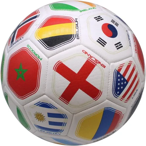 Vista 9 de Balón de fútbol al aire libre con bandera mundial 2026 para entrenamiento de bandera mundial, tamaño 5 (grado S)