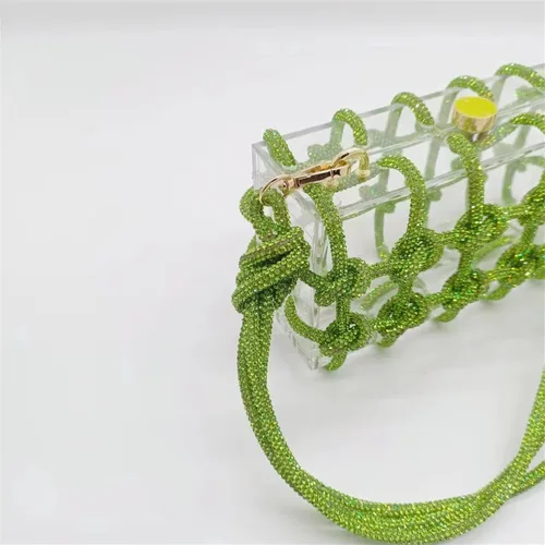 Vista 3 de Gimue Bolso de acrílico transparente con diamantes de imitación, bolso de mano de noche brillante, bolso anudado adornado con cristal para cóctel