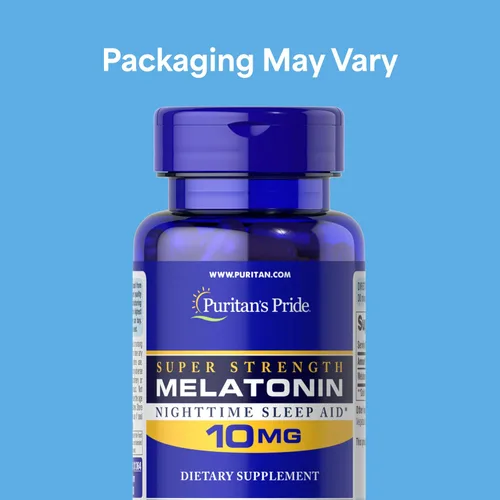 Vista 2 de Puritan's Pride Ayuda para dormir de melatonina súper fuerte de 10 mg de alta calidad, suplemento dietético para un sueño sólido, reparador y más