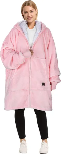 Vista 10 de Catalonia Sudadera con capucha y cremallera, chaqueta Sherpa de gran tamaño, regalo para ella Full-Zip Design for Easy Wear, Dual-Layer Comfort