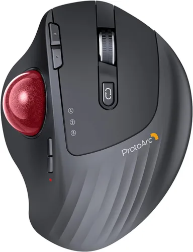 Vista 8 de ProtoArc EM01 NL - Ratón de Trackball inalámbrico, ergonómico Bluetooth Rollerball Pulgar, recargable, para computadora portátil, ángulo ajustable