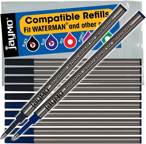 Vista 7 de Jaymo Replacement for Waterman 540951/540961 and Schmidt 5888 - Measures 4.3 in / 109 mm Long - Rollerball Pen Refill - 2 Red