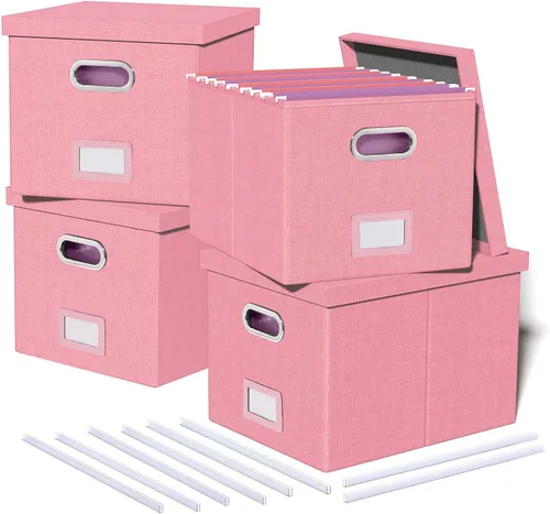 Vista 24 de Oterri Organizador de Archivos, Caja de Archivos, Gabinete de Archivos para Almacenamiento de Carpetas de Archivos Tamaño Carta, Organizador