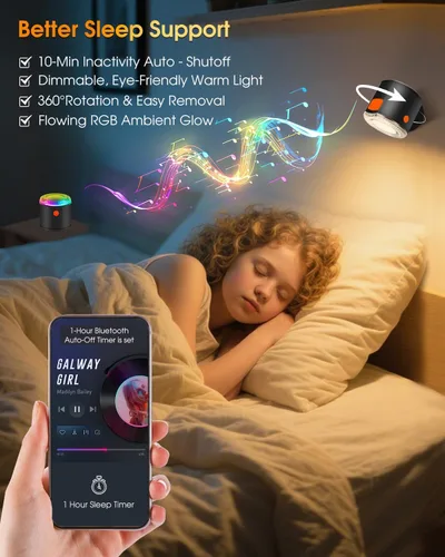 Vista 3 de Pequeños altavoces portátiles Bluetooth inalámbricos con luces, aplique de pared recargable magnético, mini altavoz Bluetooth, 2 en 1 Little Music