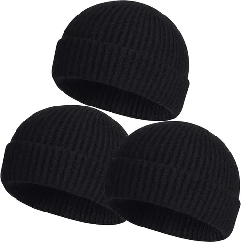 Vista 24 de vidsel Gorro Corto de Pescador para Hombres y Mujeres, Gorro de Lana Tejida con Puño Estilo Moderno de Arrastrero, Gorros Cálidos de Invierno