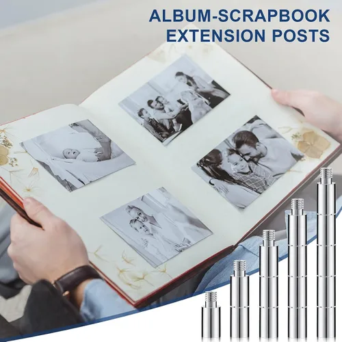Vista 3 de 20 piezas de extensión de álbumes de recortes, tornillos de extensión de álbum de reemplazos para álbum de fotos recargable posteriormente