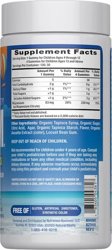 Vista 2 de Natural Vitality Calm, suplemento de citrato de magnesio para niños, gomitas para aliviar el estrés, apoya una respuesta saludable al estrés, sin