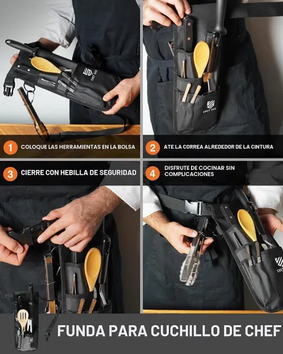 Vista 5 de Chef Sac Funda Funda Funda Cinturón de herramientas culinarias Soporte para cinturón de hoja Estuche profesional Compatible con funda