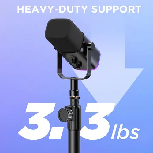 Vista 7 de InnoGear Soporte de micrófono de escritorio, soporte de micrófono de mesa mejorado ajustable con clip de micrófono y tornillo macho de 5/8" a hembra