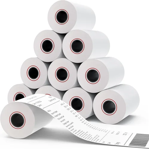 Vista 19 de MFLABEL 2 rollos de 0,6 cm x 15,2 metros de papel térmico para caja registradora, POS, Papel de recibo para tarjeta de crédito, 5 rollos