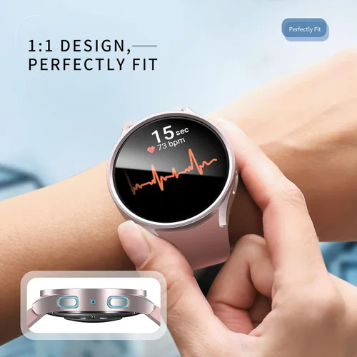 Vista 5 de Pack de 12 fundas para Samsung Galaxy Watch 6 de 40 mm, protector de pantalla con cubierta de policarbonato duro y película protectora de vidrio