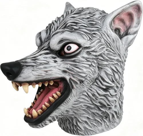 Vista 4 de HOTTERCOS Máscara aterradora de lobo de hombre lobo para disfraz de fiesta