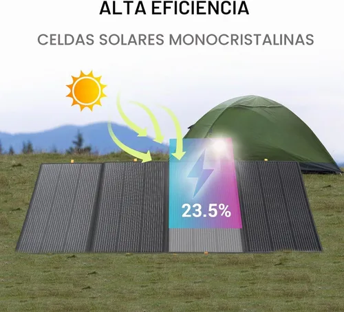 Vista 3 de Panel solar portátil de 800 W, 2 piezas de 400 W, panel solar plegable de respaldo de energía, cargador solar de salida de 36 V para estación
