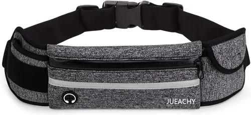 Vista 9 de Jueachy Cinturones de correr para mujeres, riñonera impermeable, bolsa de cintura para correr, soporte para teléfono, cinturón de dinero ajustable