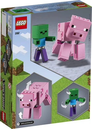 Vista 5 de LEGO Minecraft Pig BigFig and Baby Zombie Character 21157 - Figura de animal de juguete para niños para niños (159 piezas)