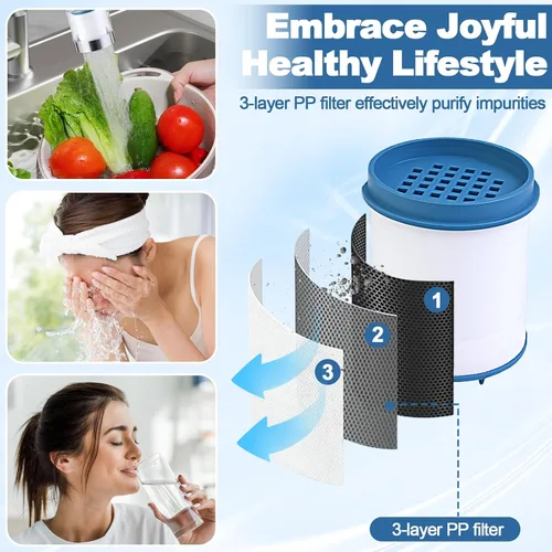 Vista 6 de 23 piezas de filtro de agua para fregadero con juego de elementos filtrantes, filtros de fregadero giratorios 360, eliminan fluoruro, metales