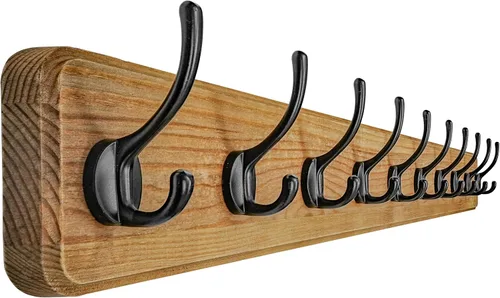 Vista 37 de Dseap Perchero de Pared: Moderno, Patentado, Resistente, 17.4" de Largo, Riel Colgador de Madera con 5 Ganchos Dobles para Abrigos de Invierno, Negro