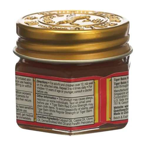 Vista 4 de Bálsamo de tigre rojo extra fuerte, ungüento, 18 gramos - 6 por caja.
