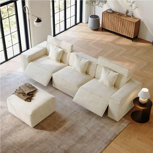 Vista 27 de Sofá eléctrico de 85 pulgadas, sofás modulares para sala de estar, moderno sofá biplaza reclinable grande, cómodo sofá nube de terciopelo