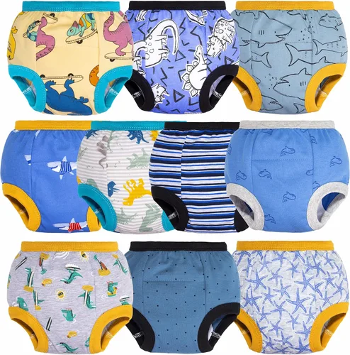 Vista 6 de BIG ELEPHANT Ropa interior de entrenamiento para ir al baño, 100% algodón, absorbente, unisex, pantalones para niños y niñas Serie Floral
