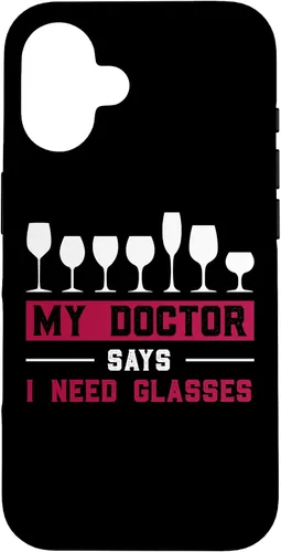 Vista 28 de iPhone 12/12 Pro Wine Lovers Pun Funny Drinking My Doctor Says I Need Glasses Case