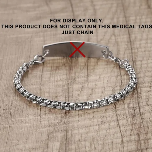 Vista 7 de LinnaLove Cadena intercambiable de acero inoxidable para pulseras de identificación de alerta médica para mujeres y hombres