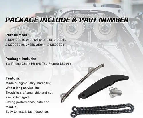 Vista 3 de Kit de cadena de distribución INGKAN 243212E010 24321-2E010 Compatible con Forte Cerato Tucson Forte5 NU 2.0 G4NA 243212E010 Reemplazo OE