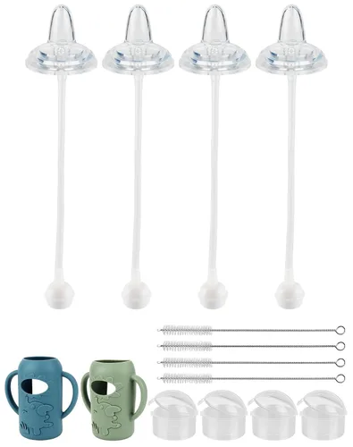 Vista 11 de Kit de conversión de taza para sorber con fundas de silicona para biberón de vidrio estrecho y estrecho Dr Browns de 8 onzas, kit de repuesto