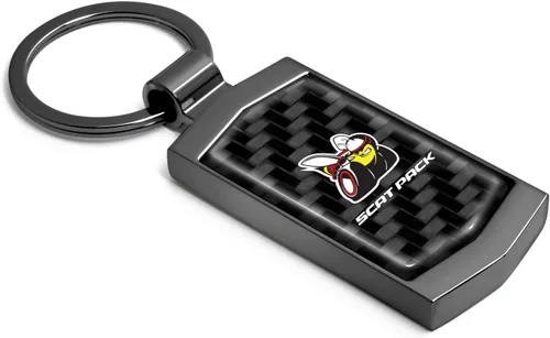 Vista 2 de iPick Image for Dodge Scat-Pack Full Color Real 3K Carbon Fiber Metal Case Key Chain