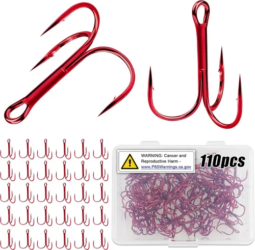 Vista 8 de Fishing Treble Hooks, 110pcs Replacement Triple Hooks for Hard Lure