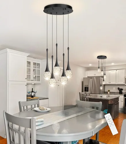 Vista 17 de Lámparas colgantes modernas para isla de cocina, LED, regulable, cristal glamuroso, iluminación colgante de techo para comedor, pasillo, dormitorio