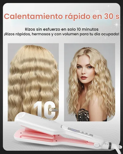 Vista 4 de NOVUS Rizador de cabello ondulado de 4 barriles, rizadores de pelo de ondas poco profundas, herramienta caliente con cerámica, rizador de ondas