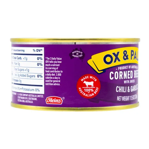 Vista 3 de Ox & Palm Carne en conserva con sabor a chile y ajo 11.5 onzas (paquete de 12)