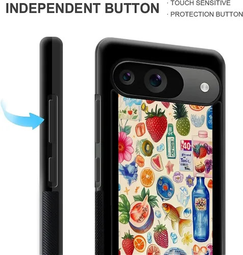 Vista 414 de Compatible con Google Pixel 4A 5G Mobile Case Creative Acrylic Panel trasero Silicona Protección Grip especialmente diseñado para Google Pixel 4A 5G