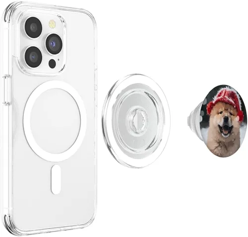 Vista 4 de Chow Chow Puppy Dog Playing In Snow Christmas PopSockets MagSafe PopGrip for iPhone