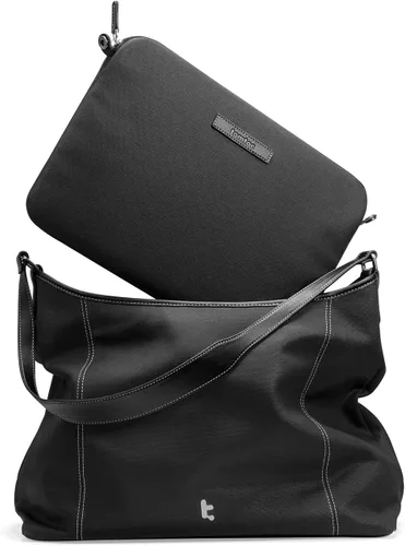 Vista 9 de tomtoc Bolsa de mano para laptop, bolsa de hombro resistente al agua de 15.6 pulgadas, gran capacidad con una funda separada para computadora