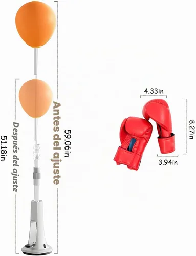 Vista 2 de Bolsa de Reflexo, Bolsa de Boxeo con Soporte, Bolsa de Boxeo para Adolescentes y Adultos, Bola de Boxeo Ajustable con Base de Ventosa, Adecuada